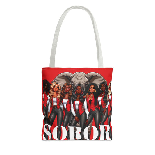 DST SOROR Crimson & Cream Tote Bag