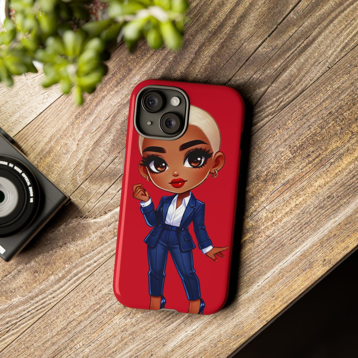 Stylish Phone Case with Confident “Deedra” Character Design, Protects Your Phone, Unique Gift, Trendy Accessory, Fashion Statement