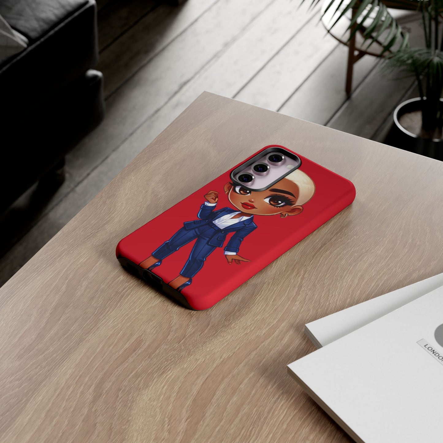 Stylish Phone Case with Confident “Deedra” Character Design, Protects Your Phone, Unique Gift, Trendy Accessory, Fashion Statement