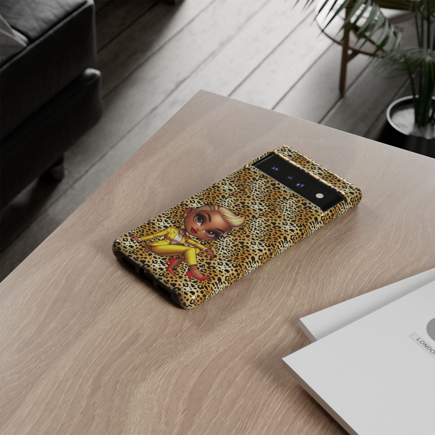Phone Case, Blonde Bombshell Leopard Print Case, Tough Phone Cover, Stylish Animal Print Phone Protector, Gift for Her