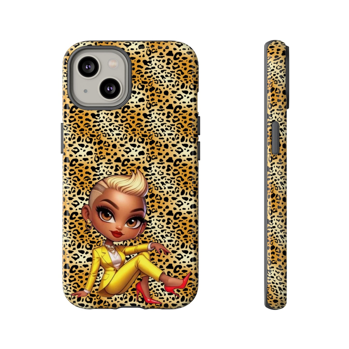 Phone Case, Blonde Bombshell Leopard Print Case, Tough Phone Cover, Stylish Animal Print Phone Protector, Gift for Her
