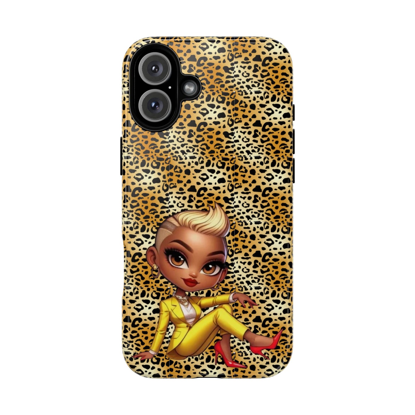 Phone Case, Blonde Bombshell Leopard Print Case, Tough Phone Cover, Stylish Animal Print Phone Protector, Gift for Her