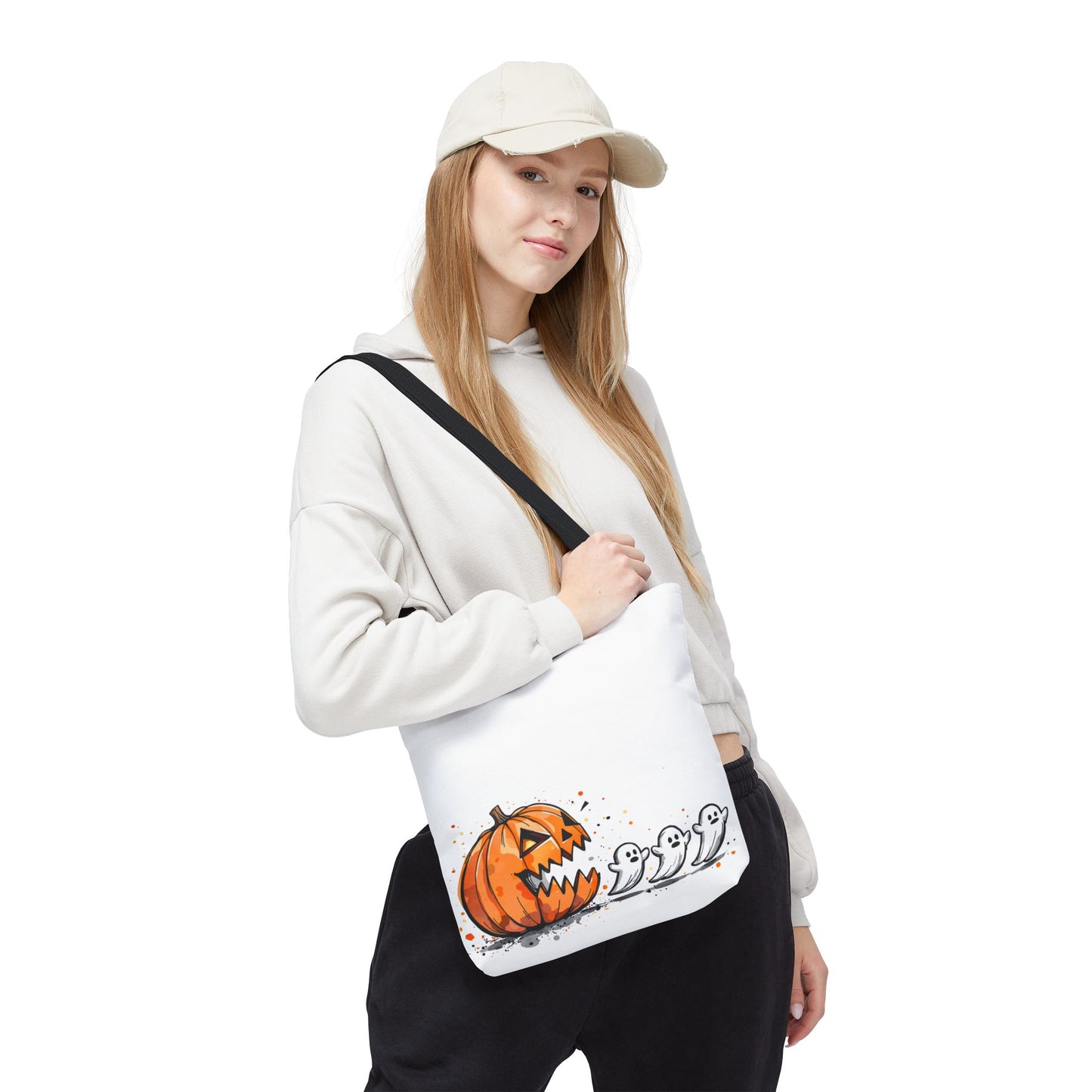 Halloween Ghostly Tote Bag, Trick or Treat, Fall Harvest, Pumpkin Patch, Spooky Season Accessory