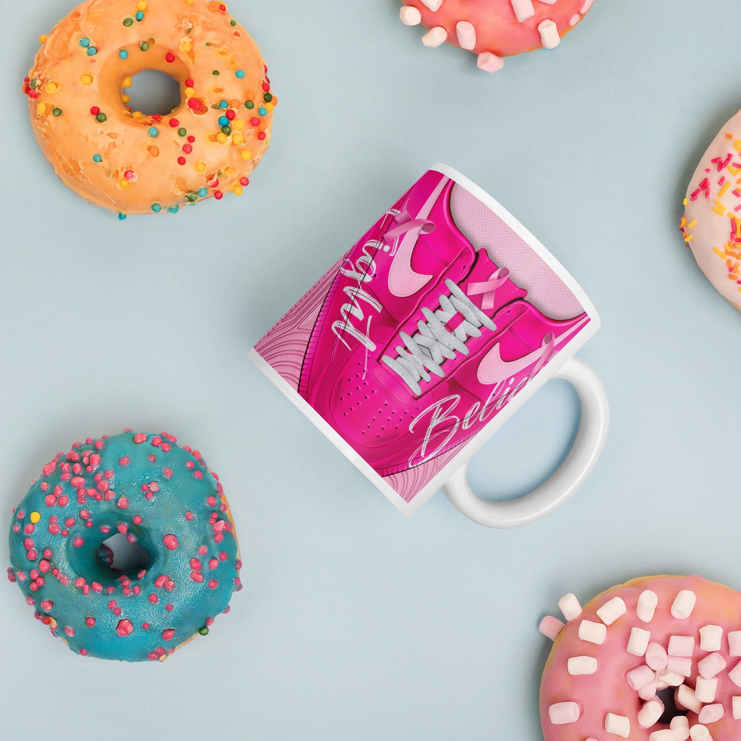 Breast CANCER. Fight White glossy mug