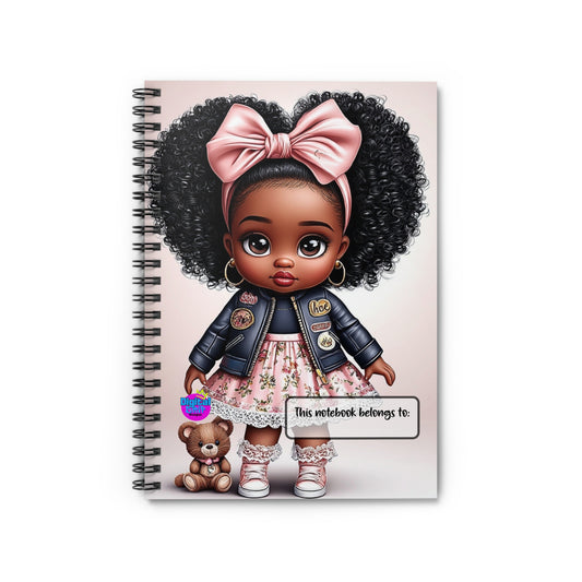 African American Doll Spiral Notebook, Ruled Line, Black Girl Journal, Cute Afro Doll Diary, Ethnic Stationery, Back to School Gift