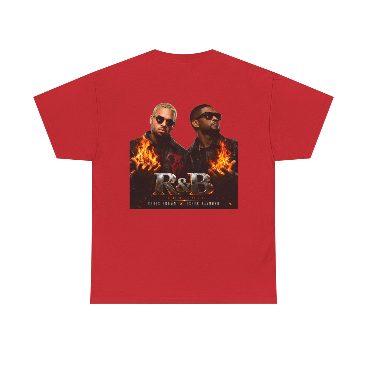 Chris Brown Usher Raymond Concert RB Portrait Graphic Tee | Retro Double-Image Music Silhouette