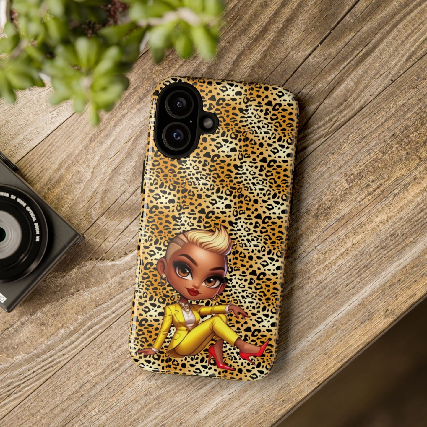 Phone Case, Blonde Bombshell Leopard Print Case, Tough Phone Cover, Stylish Animal Print Phone Protector, Gift for Her