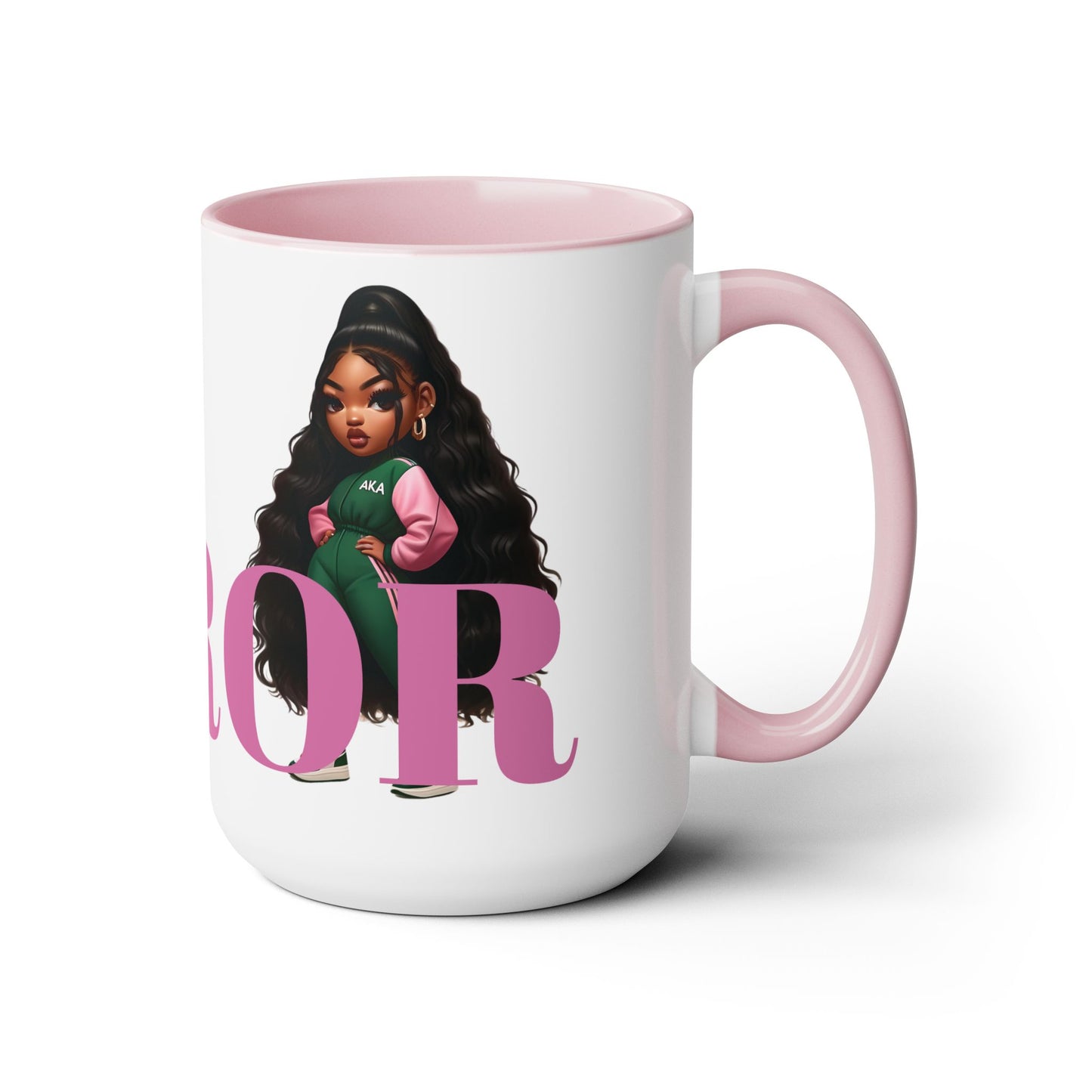 SOROR Pink & Green Sisters Two-Tone Coffee Mugs, 15oz