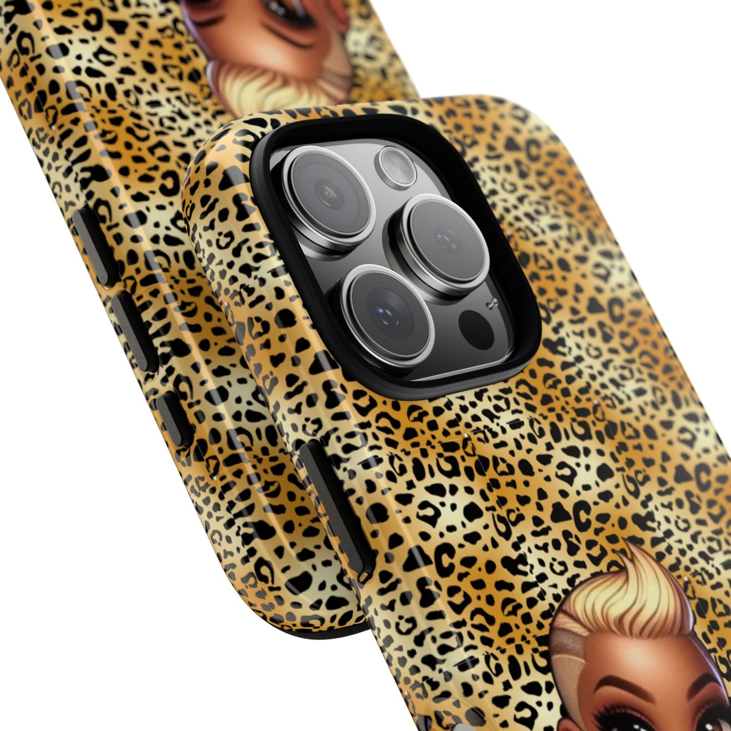 Phone Case, Blonde Bombshell Leopard Print Case, Tough Phone Cover, Stylish Animal Print Phone Protector, Gift for Her