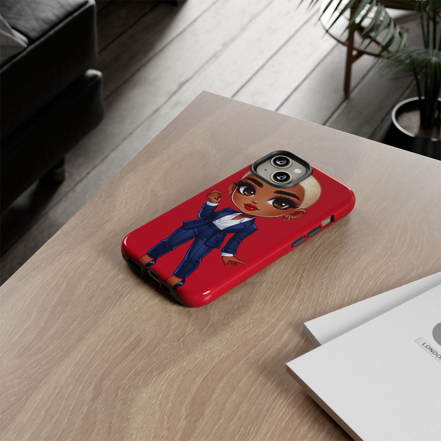 Stylish Phone Case with Confident “Deedra” Character Design, Protects Your Phone, Unique Gift, Trendy Accessory, Fashion Statement