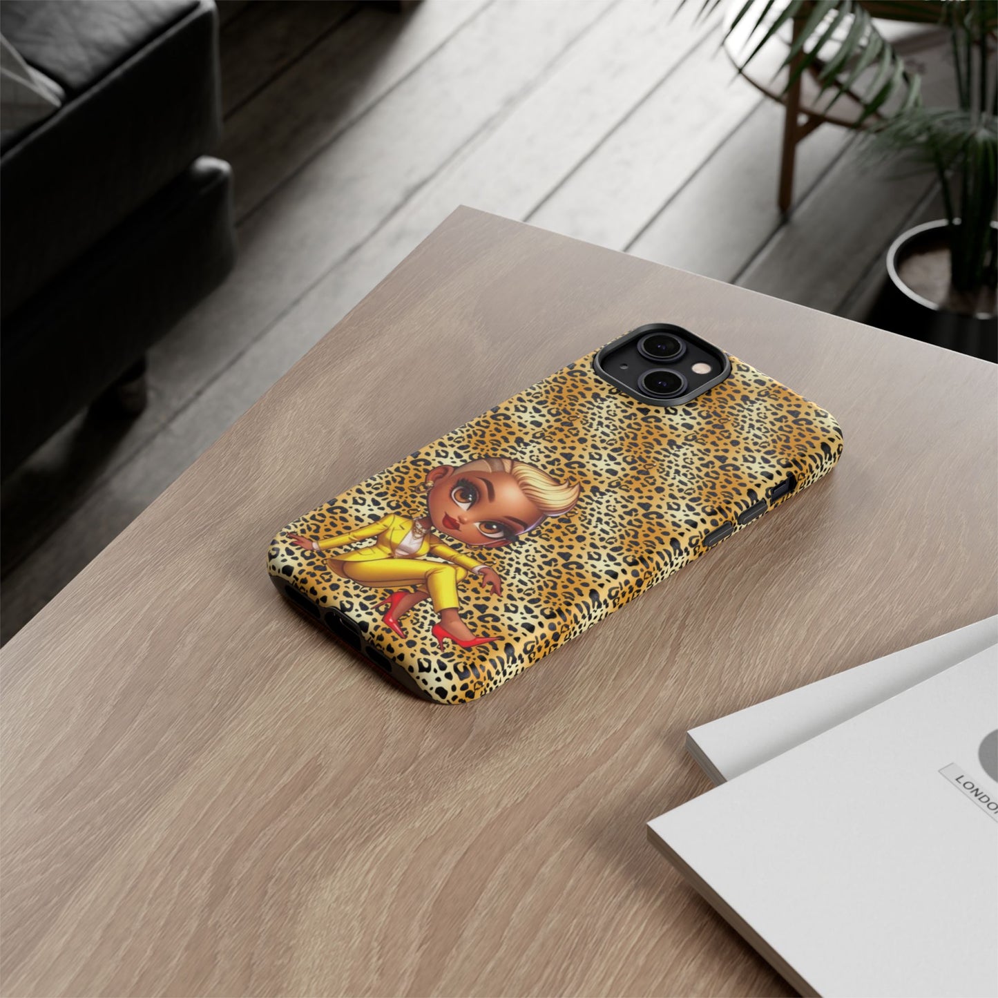 Phone Case, Blonde Bombshell Leopard Print Case, Tough Phone Cover, Stylish Animal Print Phone Protector, Gift for Her