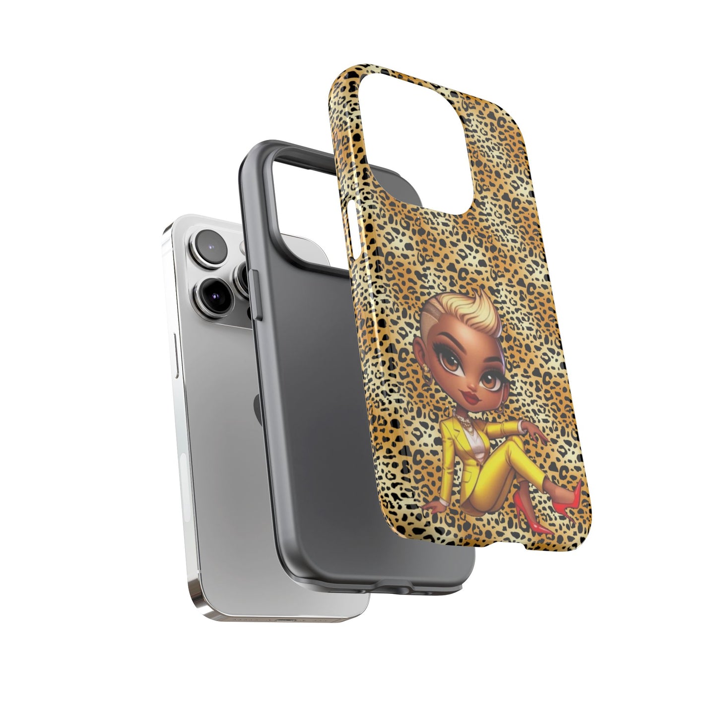 Phone Case, Blonde Bombshell Leopard Print Case, Tough Phone Cover, Stylish Animal Print Phone Protector, Gift for Her