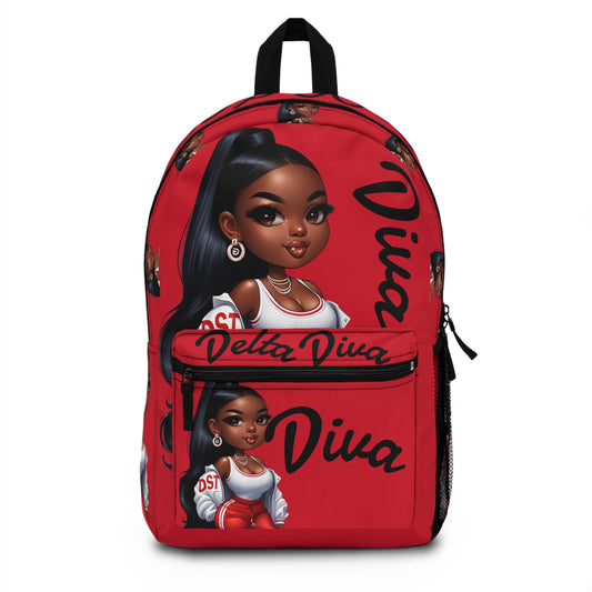 Diva Backpack for Stylish Women, Trendy School Bag, Fashionable Tote for College, Unique Gift for Students, Cute Red Rucksack