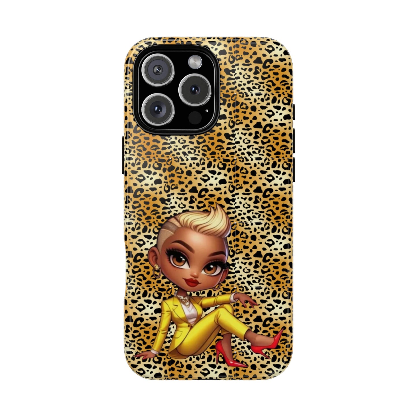 Phone Case, Blonde Bombshell Leopard Print Case, Tough Phone Cover, Stylish Animal Print Phone Protector, Gift for Her