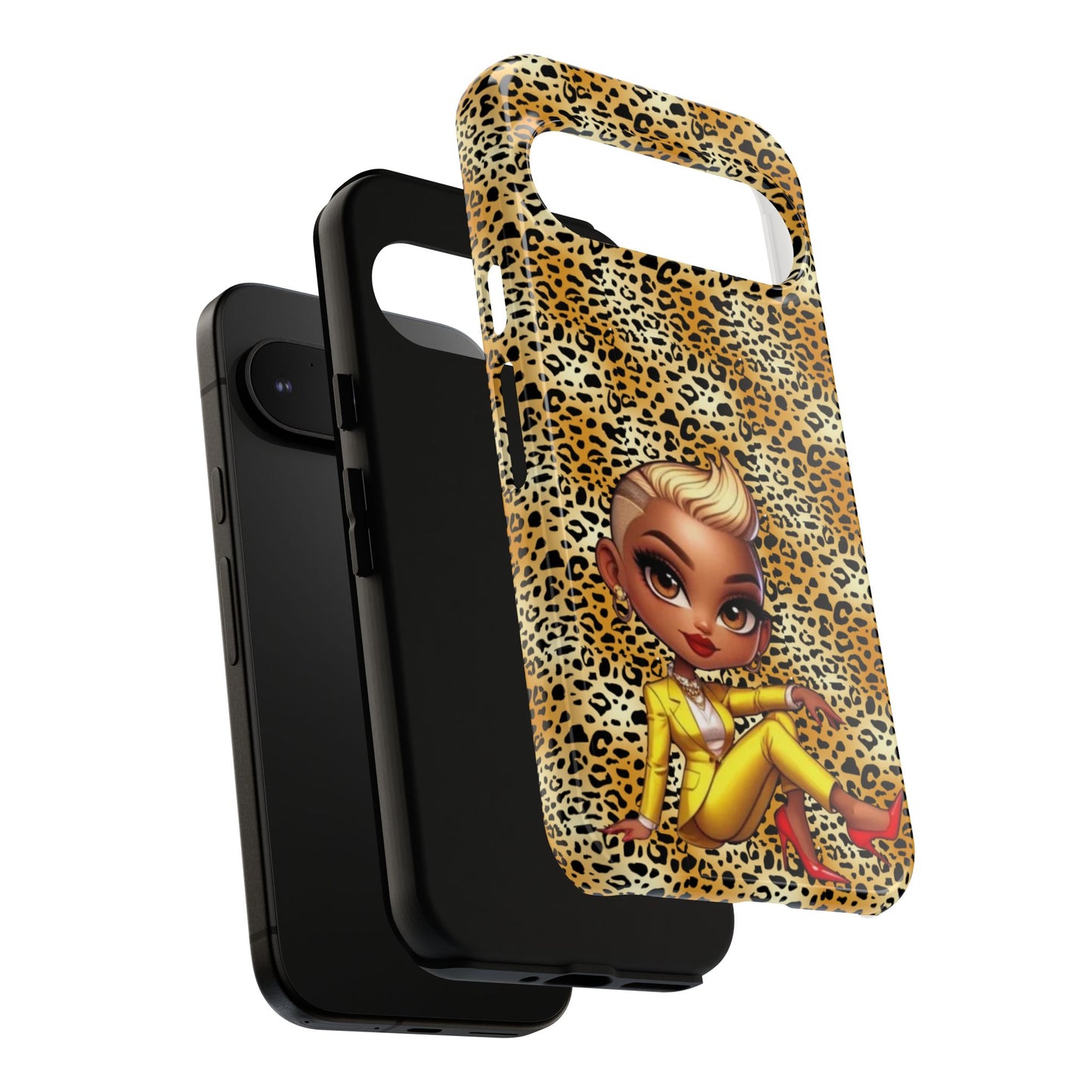Phone Case, Blonde Bombshell Leopard Print Case, Tough Phone Cover, Stylish Animal Print Phone Protector, Gift for Her