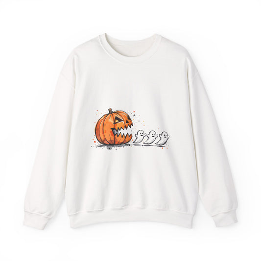 Spooky Pumpkin Crewneck Sweatshirt, Halloween Apparel, Ghosts Sweatshirt, Fall Fashion, Unisex Sweatshirt, Cozy Halloween Sweater