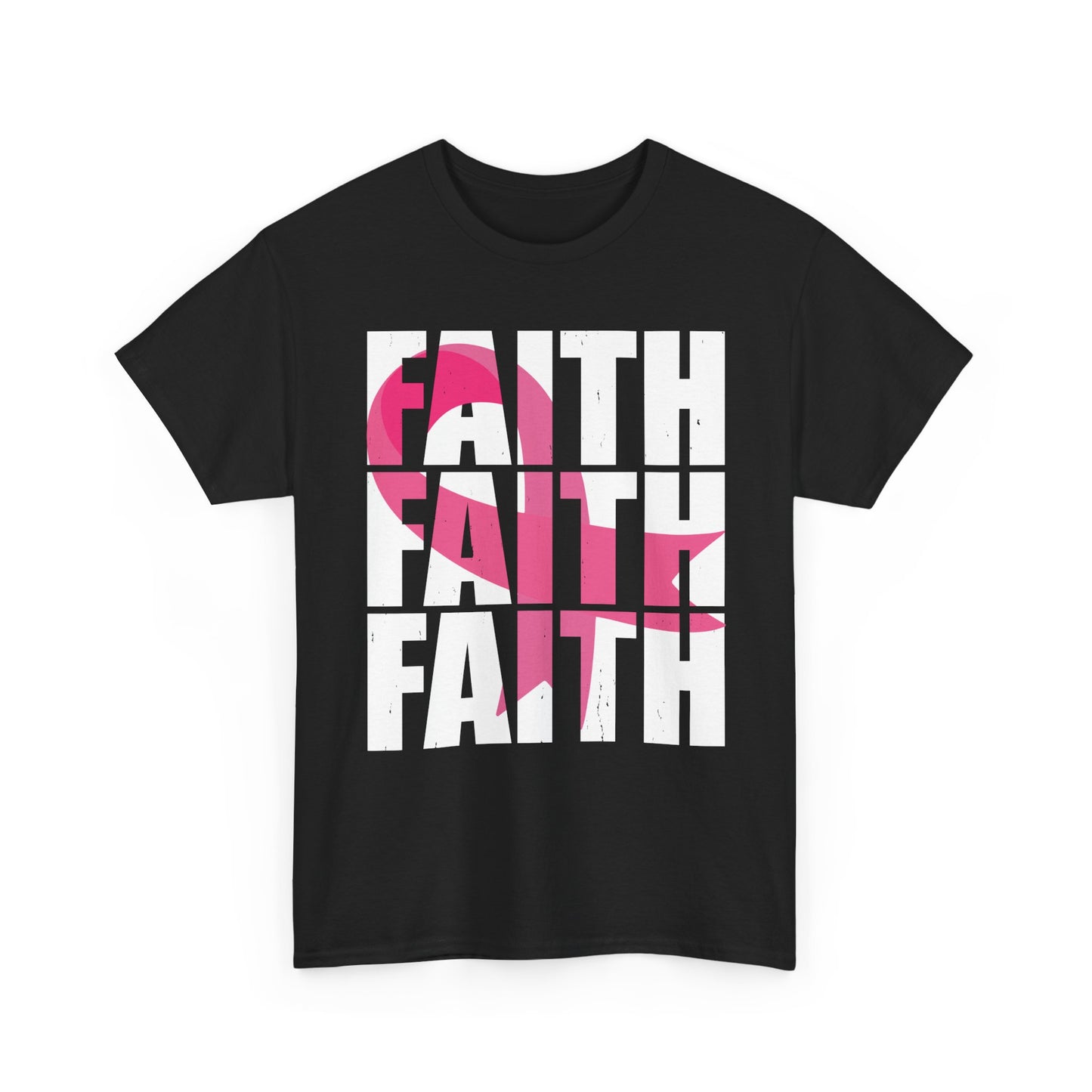 LBLACK Faith Breast Cancer pink  Awareness Unisex Heavy Cotton Tee, Casual T-Shirt for Breast Cancer Awareness, Supportive Gift, Everyday Wear, Fundraising Events