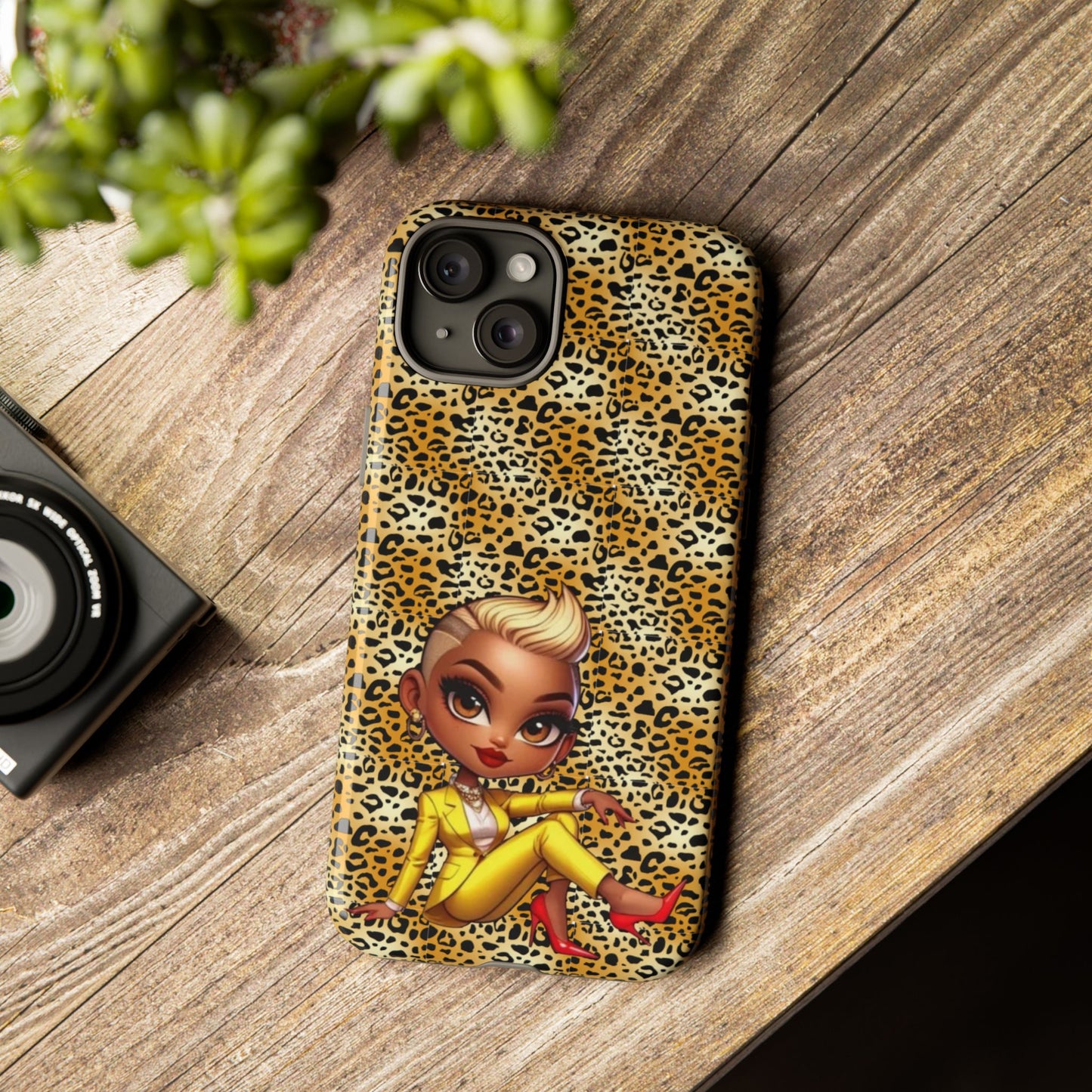 Phone Case, Blonde Bombshell Leopard Print Case, Tough Phone Cover, Stylish Animal Print Phone Protector, Gift for Her