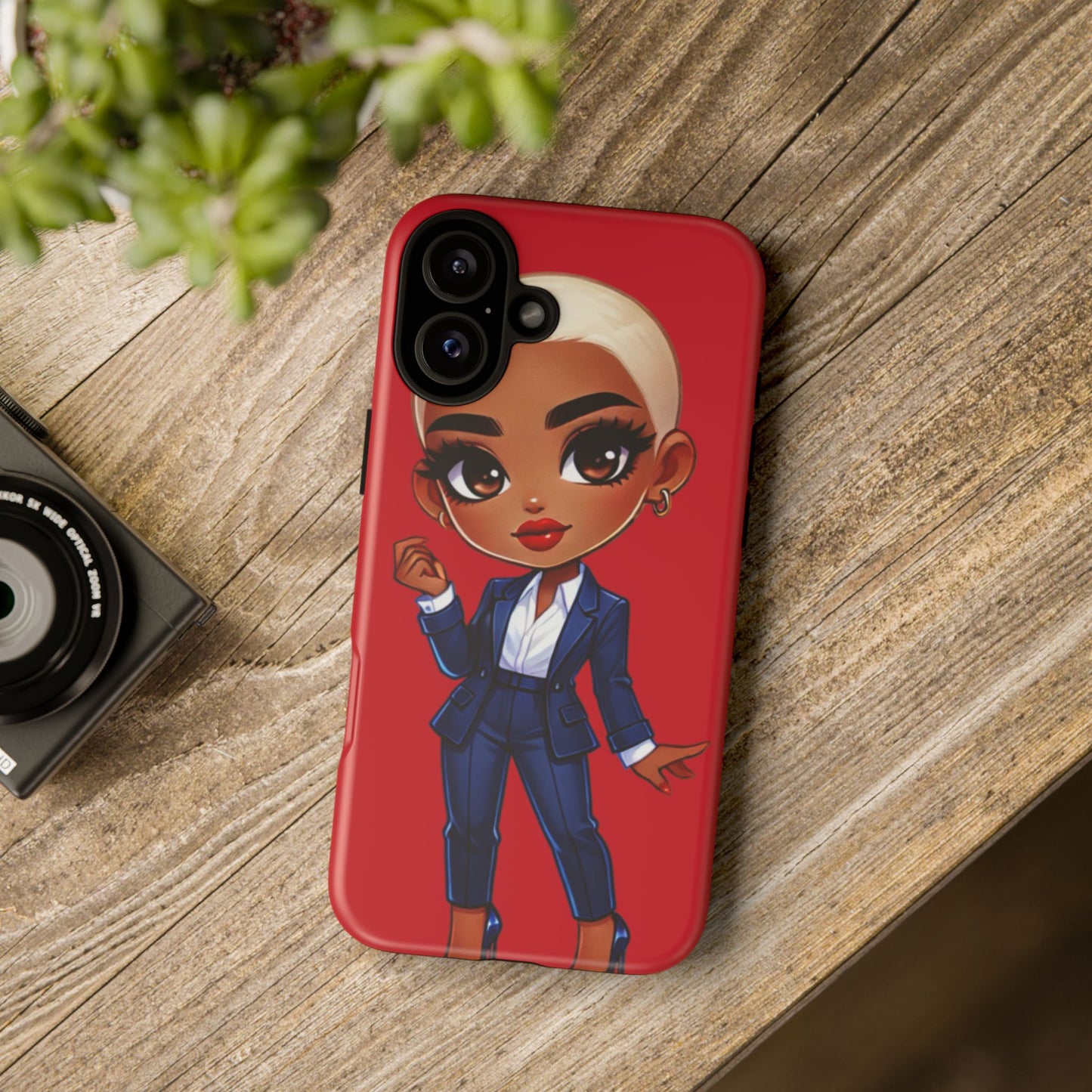 Stylish Phone Case with Confident “Deedra” Character Design, Protects Your Phone, Unique Gift, Trendy Accessory, Fashion Statement