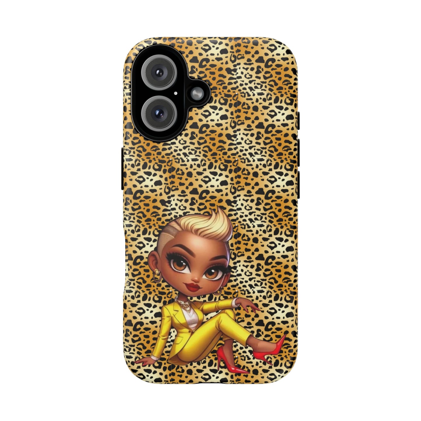 Phone Case, Blonde Bombshell Leopard Print Case, Tough Phone Cover, Stylish Animal Print Phone Protector, Gift for Her