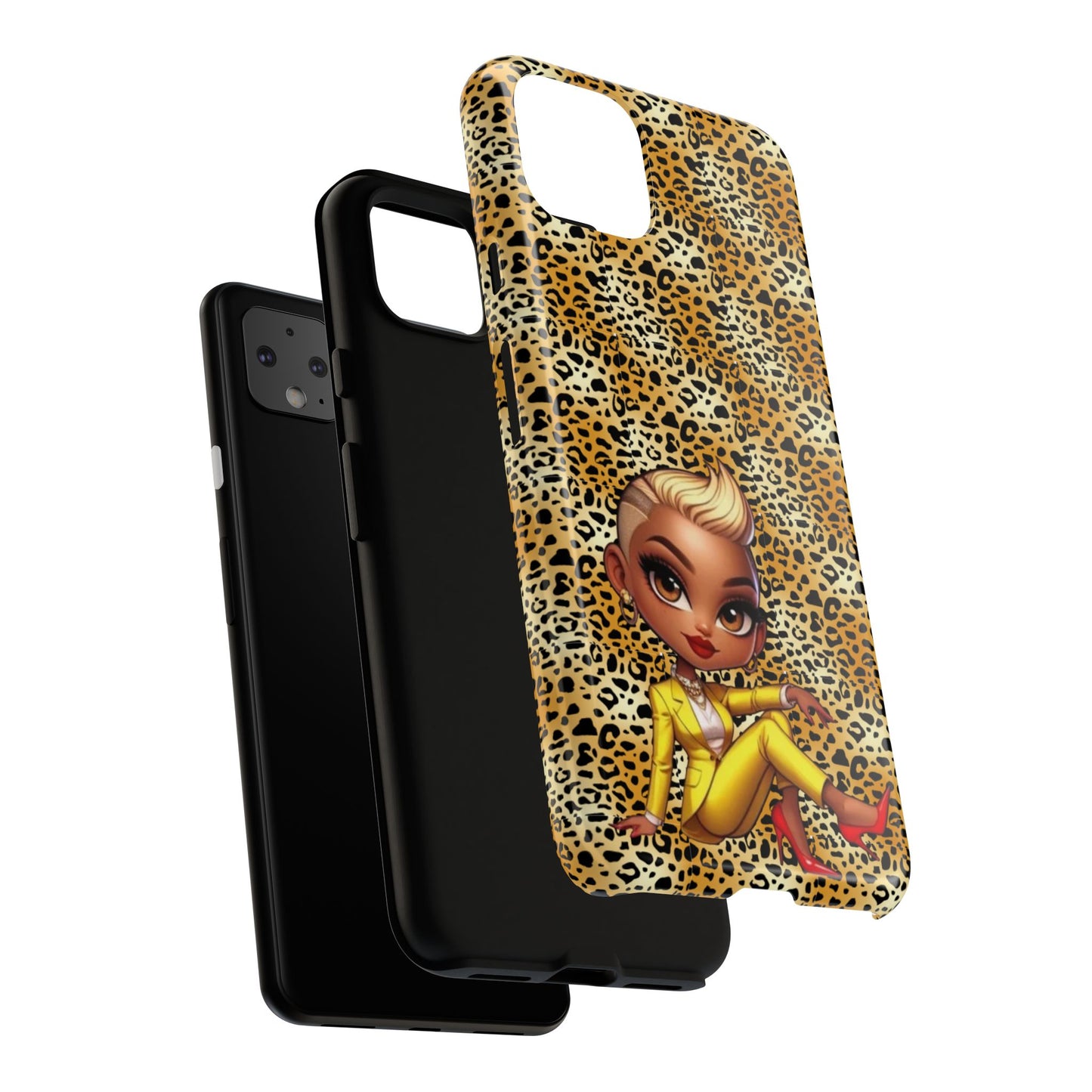 Phone Case, Blonde Bombshell Leopard Print Case, Tough Phone Cover, Stylish Animal Print Phone Protector, Gift for Her
