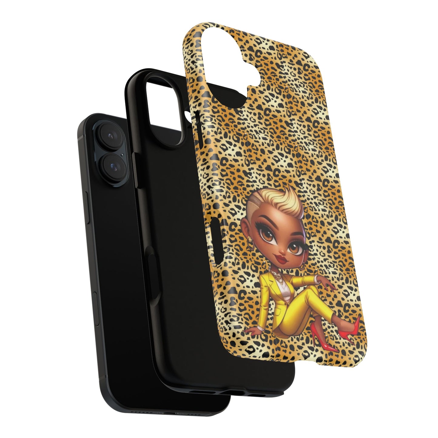 Phone Case, Blonde Bombshell Leopard Print Case, Tough Phone Cover, Stylish Animal Print Phone Protector, Gift for Her