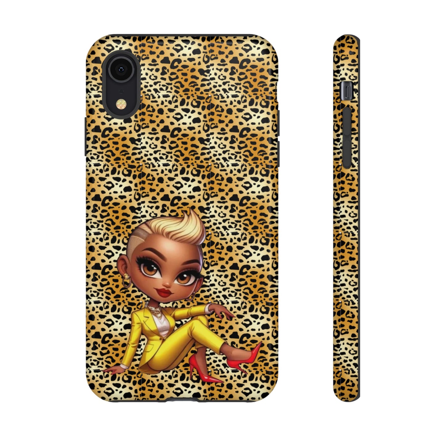 Phone Case, Blonde Bombshell Leopard Print Case, Tough Phone Cover, Stylish Animal Print Phone Protector, Gift for Her