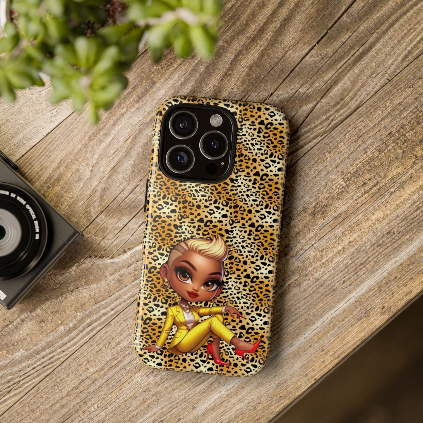 Phone Case, Blonde Bombshell Leopard Print Case, Tough Phone Cover, Stylish Animal Print Phone Protector, Gift for Her