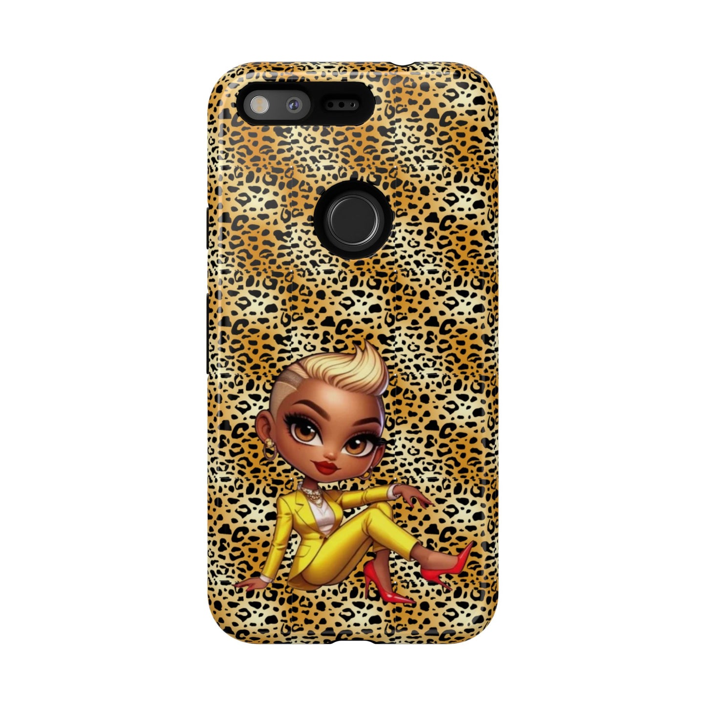 Phone Case, Blonde Bombshell Leopard Print Case, Tough Phone Cover, Stylish Animal Print Phone Protector, Gift for Her