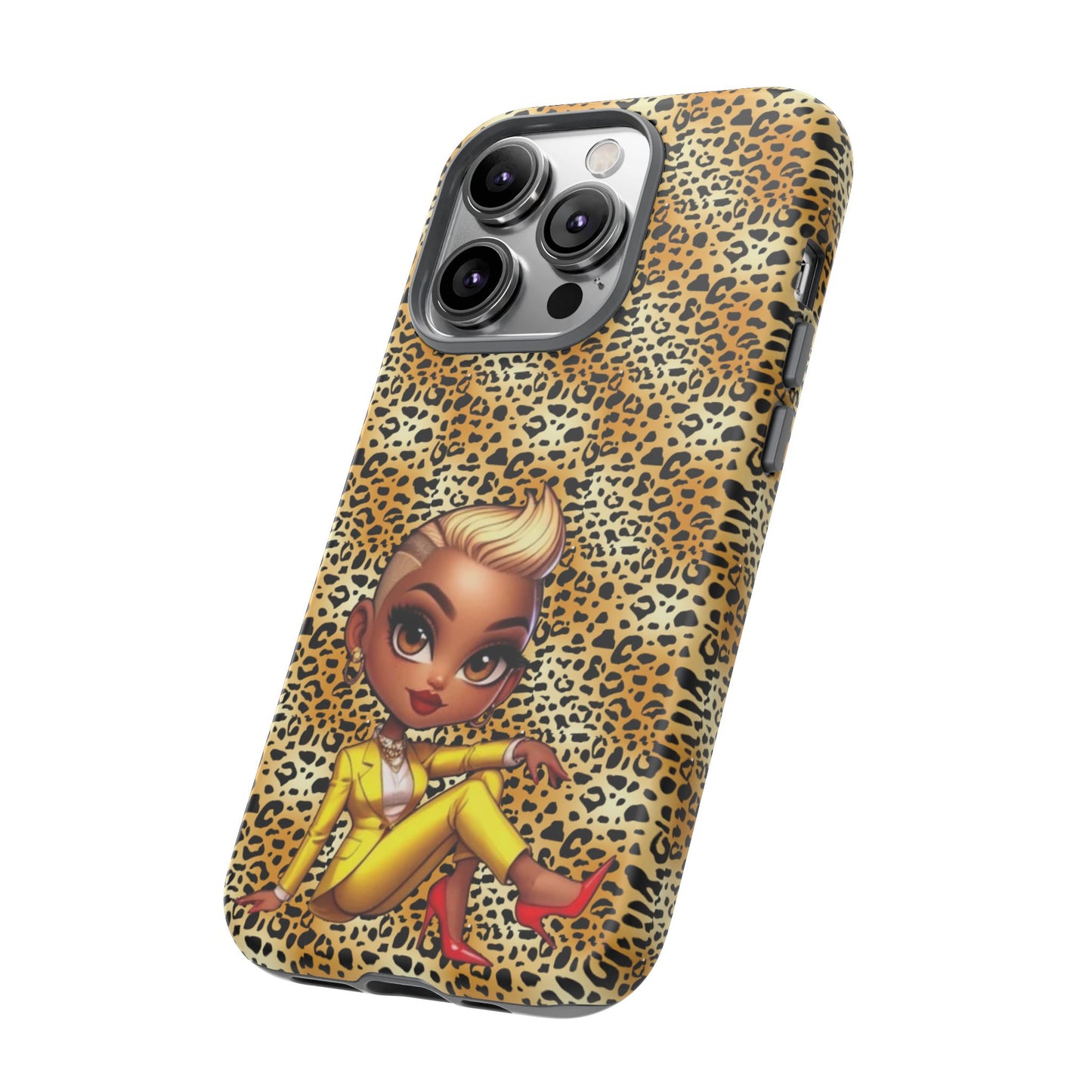 Phone Case, Blonde Bombshell Leopard Print Case, Tough Phone Cover, Stylish Animal Print Phone Protector, Gift for Her