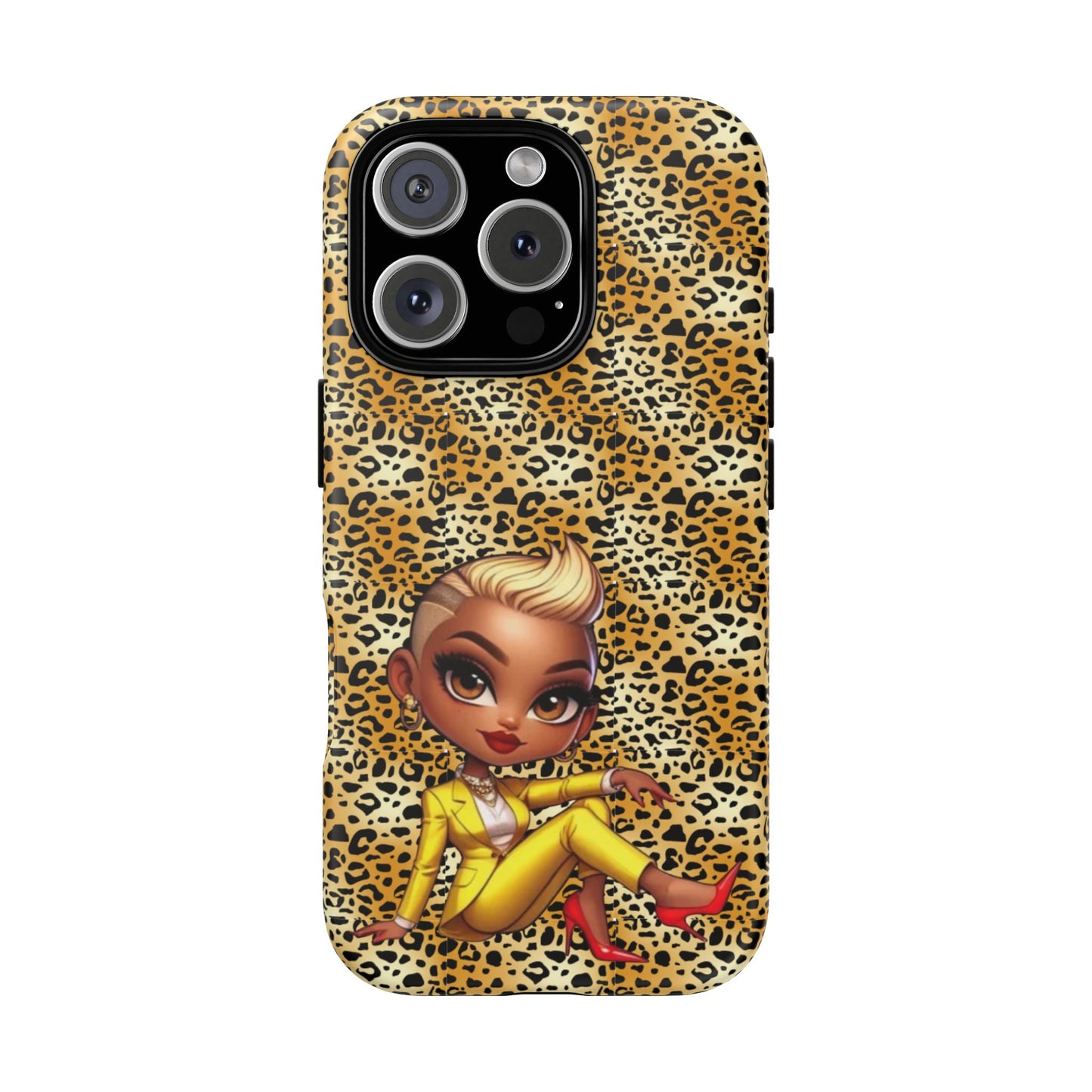 Phone Case, Blonde Bombshell Leopard Print Case, Tough Phone Cover, Stylish Animal Print Phone Protector, Gift for Her