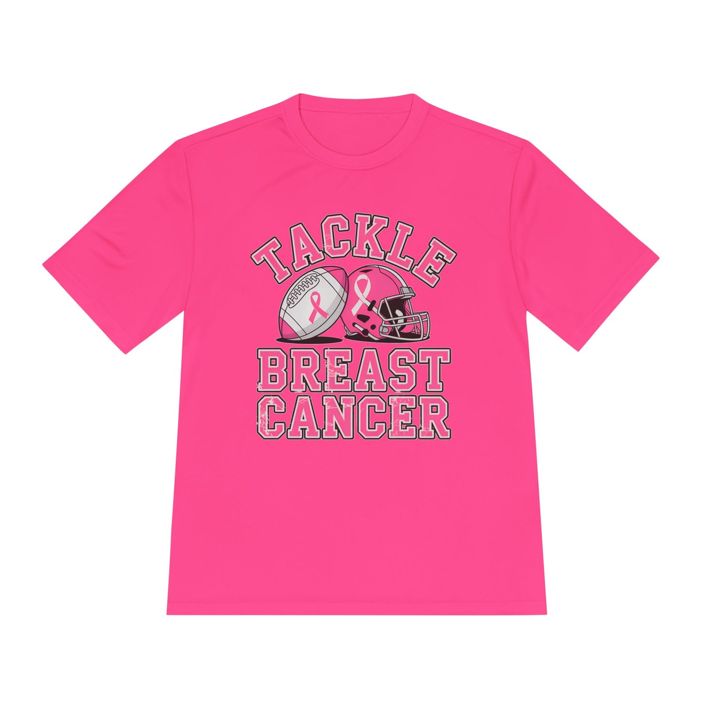 Tackle Breast Cancer Tee, Moisture Wicking Athletic Shirt, Unisex Workout Top, Sports Event T-Shirt, Perfect for Fundraisers