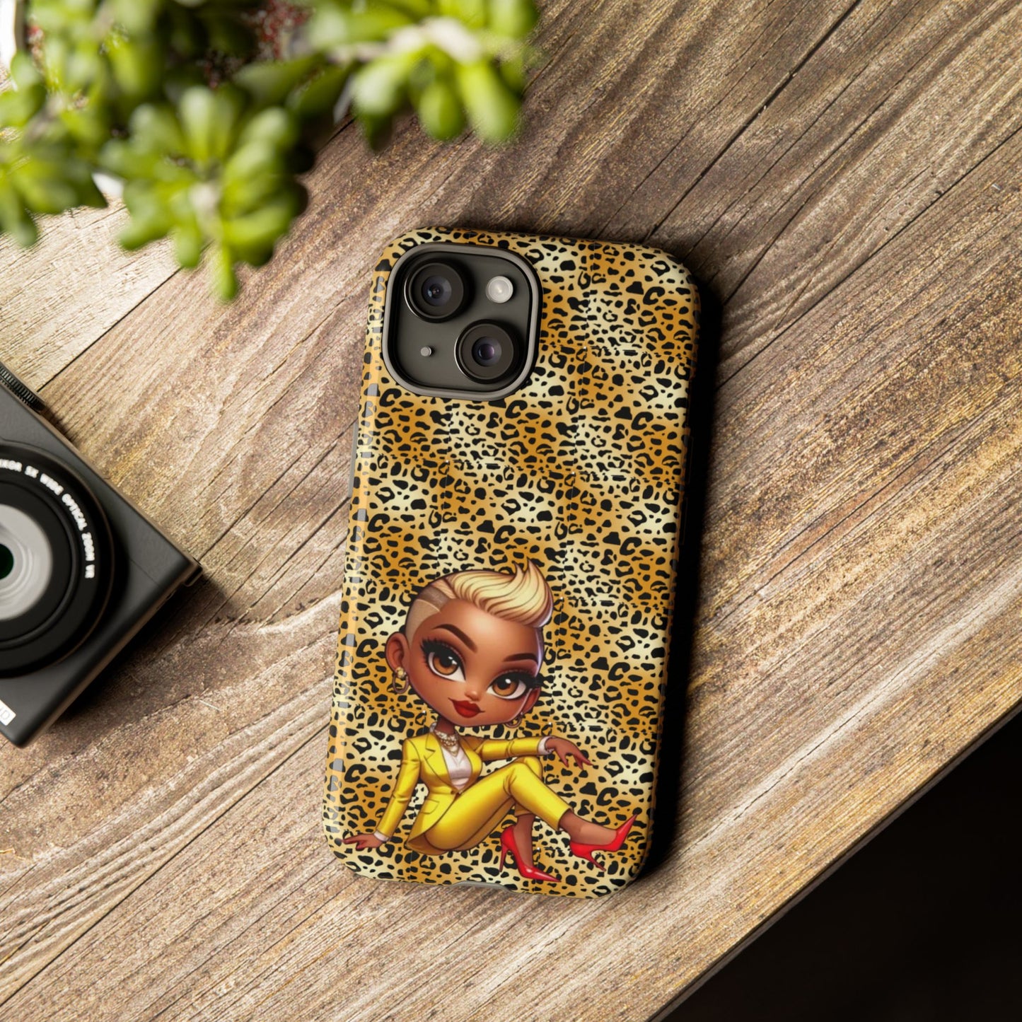 Phone Case, Blonde Bombshell Leopard Print Case, Tough Phone Cover, Stylish Animal Print Phone Protector, Gift for Her