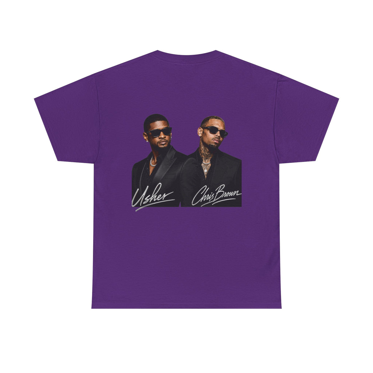 A Chris Brown Usher Raymond Concert RB Portrait Graphic Tee | Retro Double-Image Music Silhouette