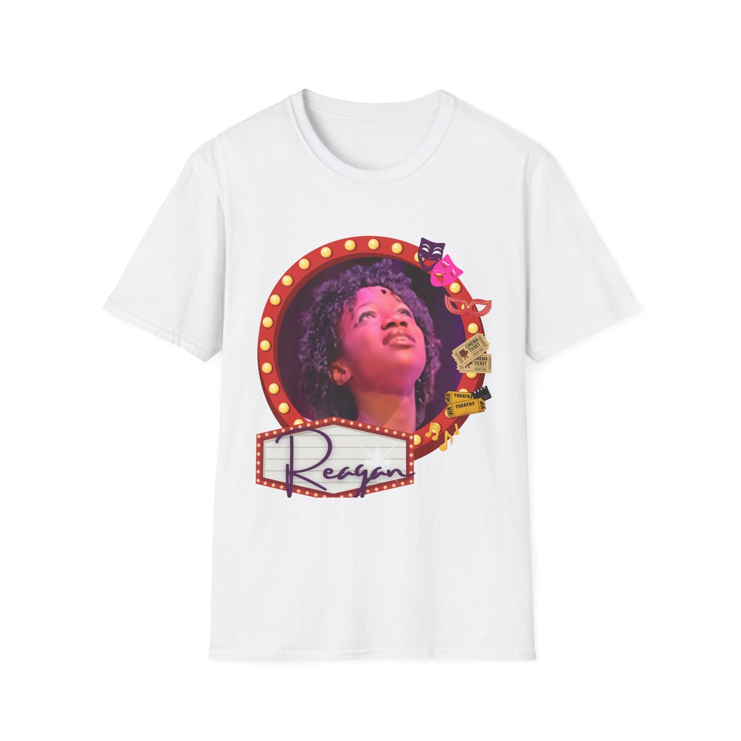 Reagan's Spotlight Unisex T-Shirt, Softstyle Tee, Theater Lover Gift, Musical Theater Shirt, Unique Performance Apparel