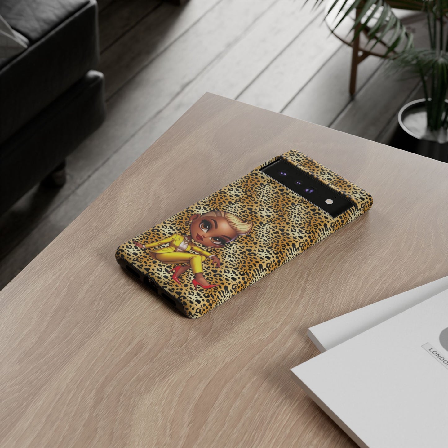 Phone Case, Blonde Bombshell Leopard Print Case, Tough Phone Cover, Stylish Animal Print Phone Protector, Gift for Her