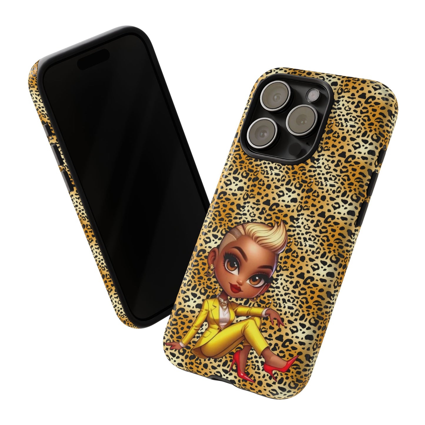 Phone Case, Blonde Bombshell Leopard Print Case, Tough Phone Cover, Stylish Animal Print Phone Protector, Gift for Her