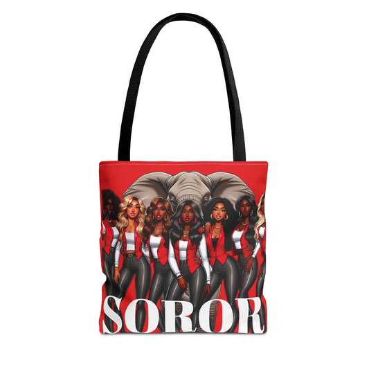 DST SOROR Crimson & Cream Tote Bag