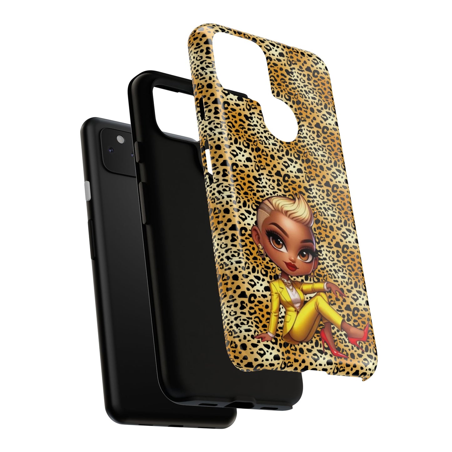 Phone Case, Blonde Bombshell Leopard Print Case, Tough Phone Cover, Stylish Animal Print Phone Protector, Gift for Her