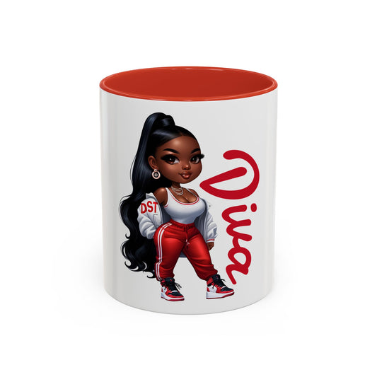Diva Accent Coffee Mug, Stylish Coffee Cup, Gift for Her, Trendy Drinkware, Diva Mug for Coffee Lovers