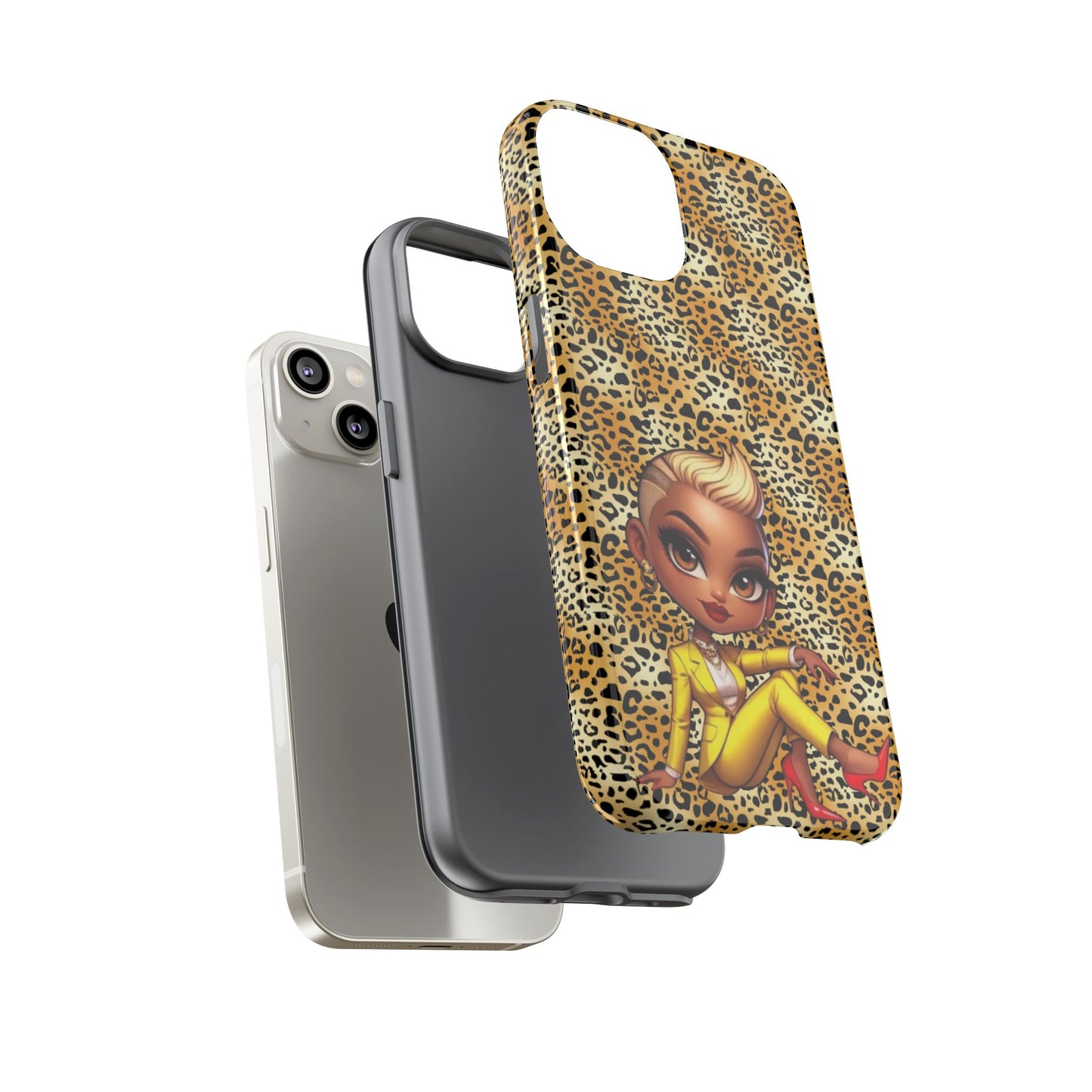 Phone Case, Blonde Bombshell Leopard Print Case, Tough Phone Cover, Stylish Animal Print Phone Protector, Gift for Her