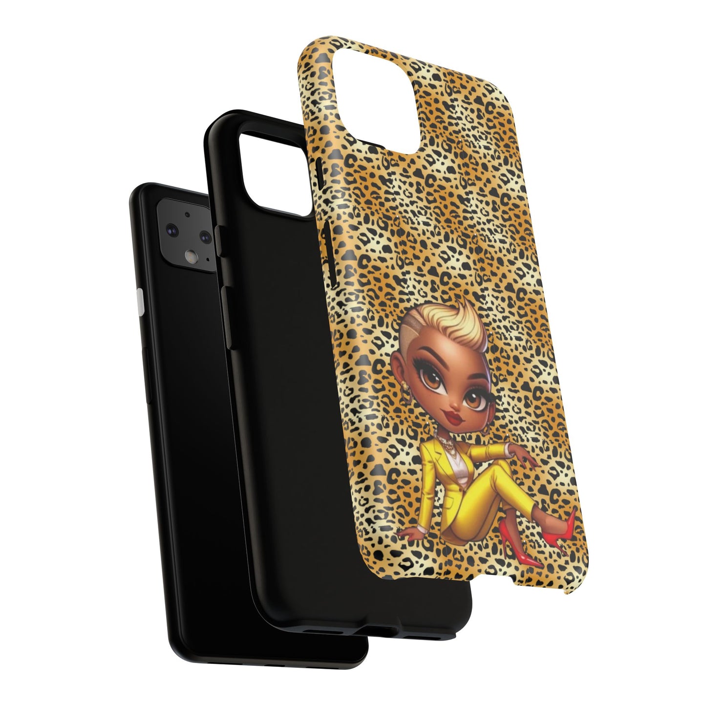 Phone Case, Blonde Bombshell Leopard Print Case, Tough Phone Cover, Stylish Animal Print Phone Protector, Gift for Her