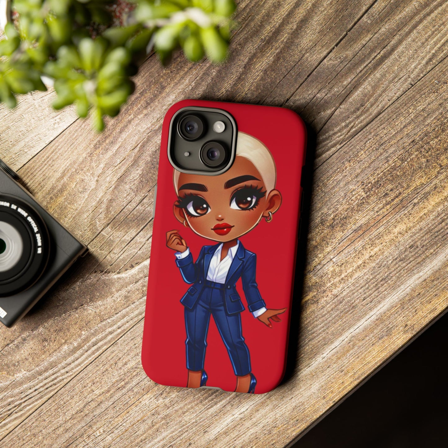 Stylish Phone Case with Confident “Deedra” Character Design, Protects Your Phone, Unique Gift, Trendy Accessory, Fashion Statement