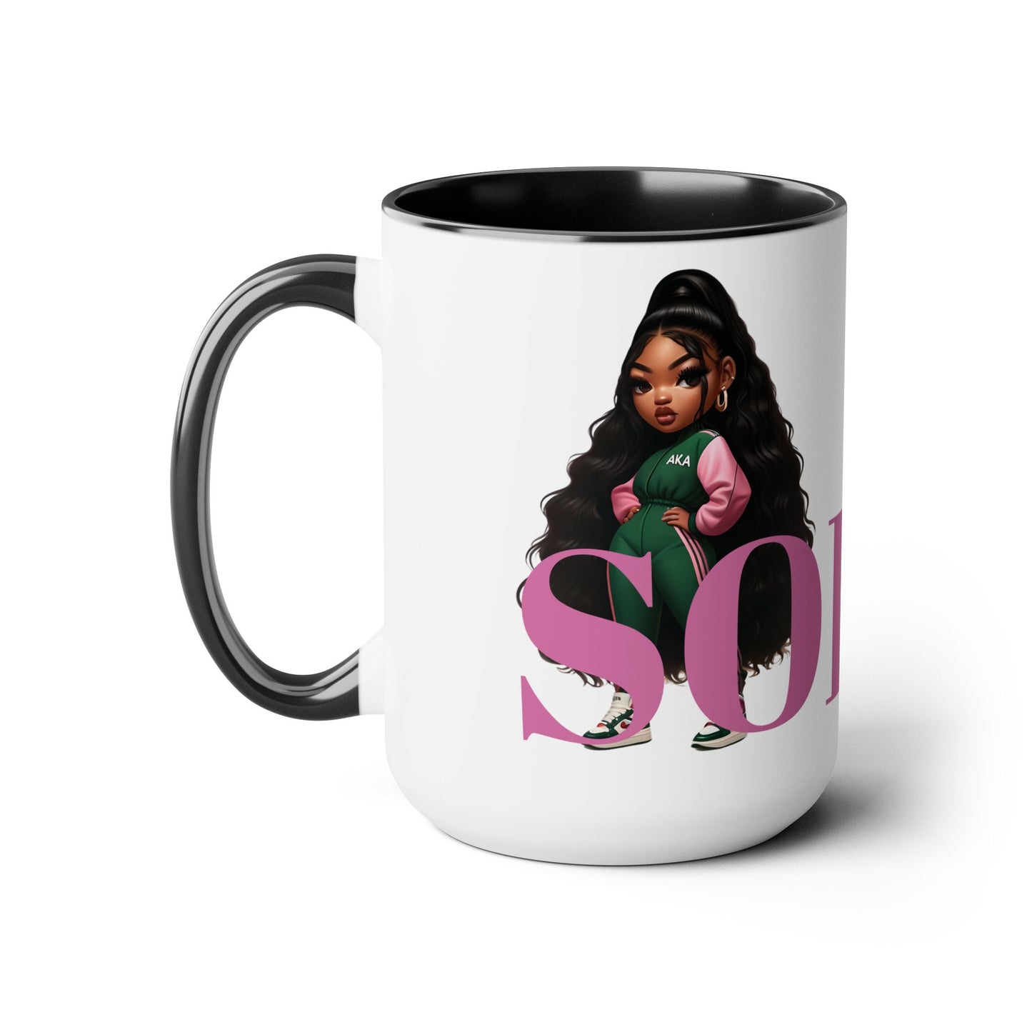 SOROR Pink & Green Sisters Two-Tone Coffee Mugs, 15oz