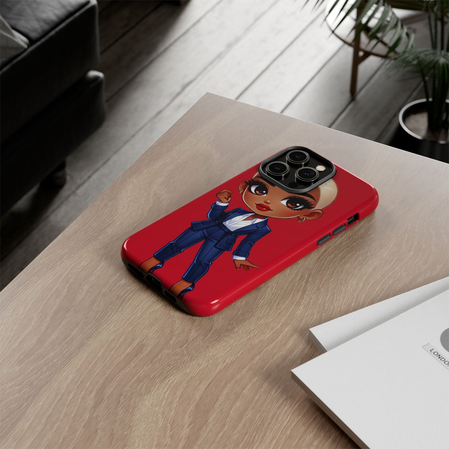 Stylish Phone Case with Confident “Deedra” Character Design, Protects Your Phone, Unique Gift, Trendy Accessory, Fashion Statement