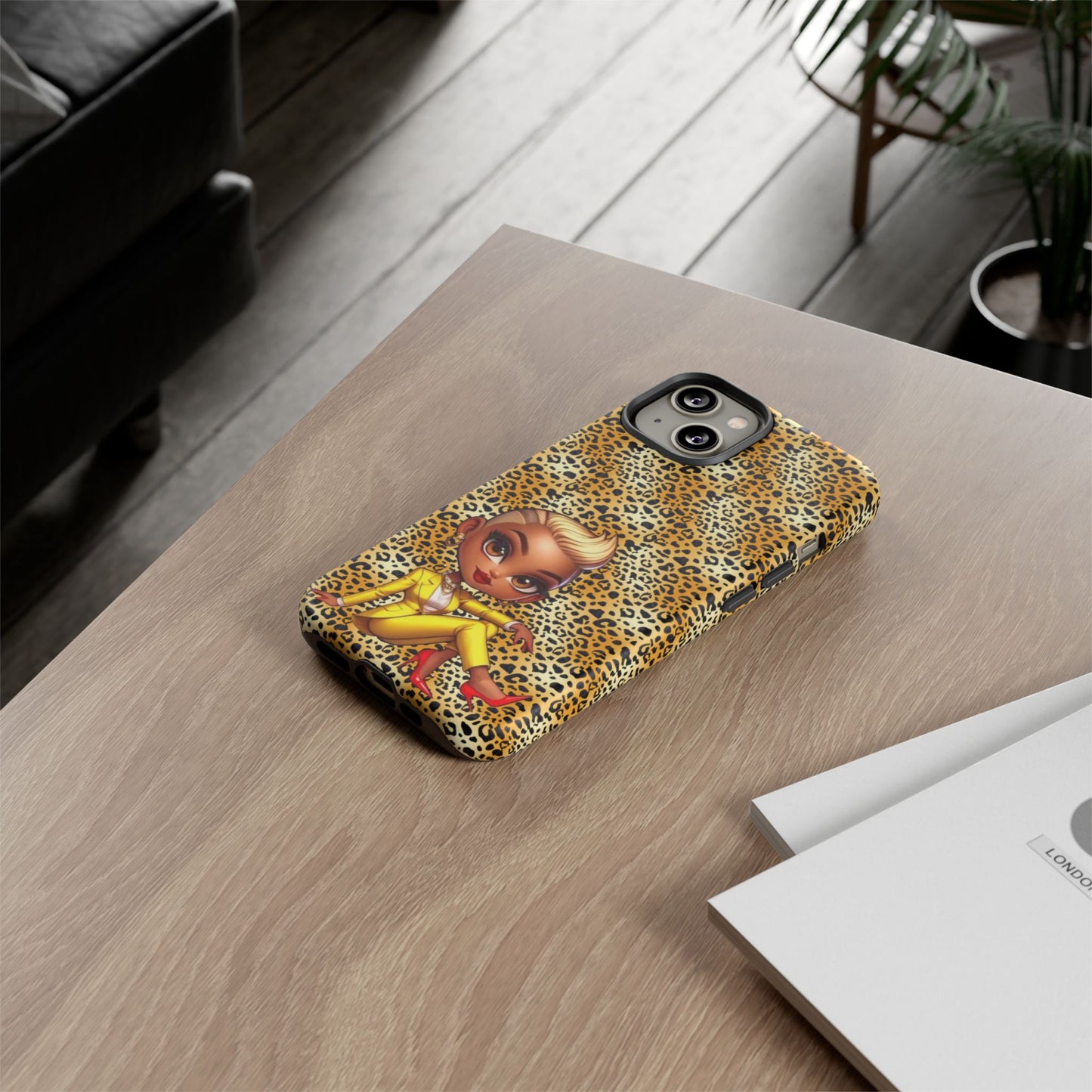 Phone Case, Blonde Bombshell Leopard Print Case, Tough Phone Cover, Stylish Animal Print Phone Protector, Gift for Her