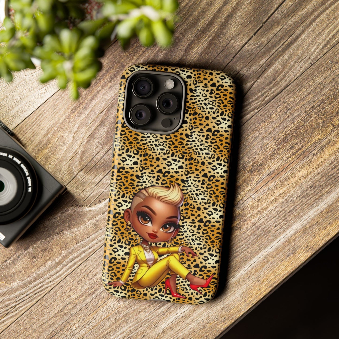 Phone Case, Blonde Bombshell Leopard Print Case, Tough Phone Cover, Stylish Animal Print Phone Protector, Gift for Her