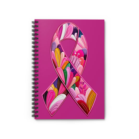 Pink Ribbon Spiral Notebook - Beautiful Floral Design for Inspiration, Journaling, Gifts, Fundraising, Breast Cancer Awareness