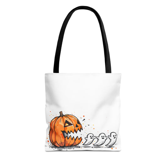 Halloween Ghostly Tote Bag, Trick or Treat, Fall Harvest, Pumpkin Patch, Spooky Season Accessory