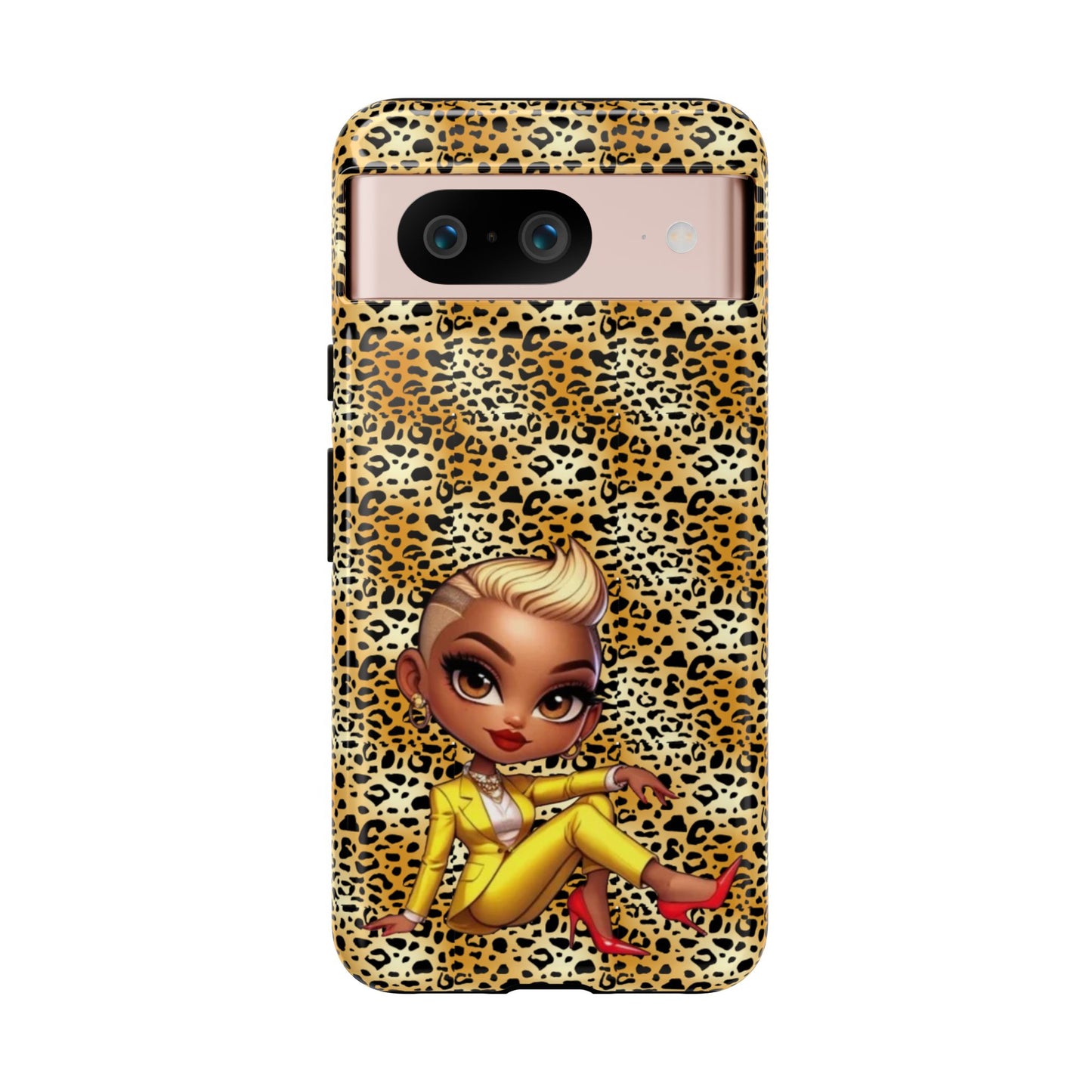 Phone Case, Blonde Bombshell Leopard Print Case, Tough Phone Cover, Stylish Animal Print Phone Protector, Gift for Her